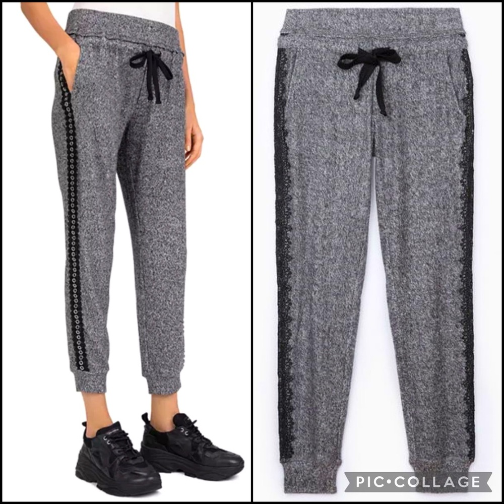 The Kooples Sport Grommet Eyelet Crochet Lace Jogger Pants